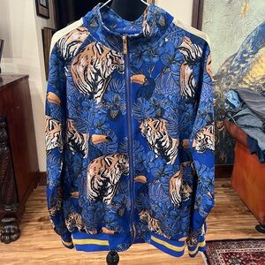 Vibrant Blue Tiger Print Jacket